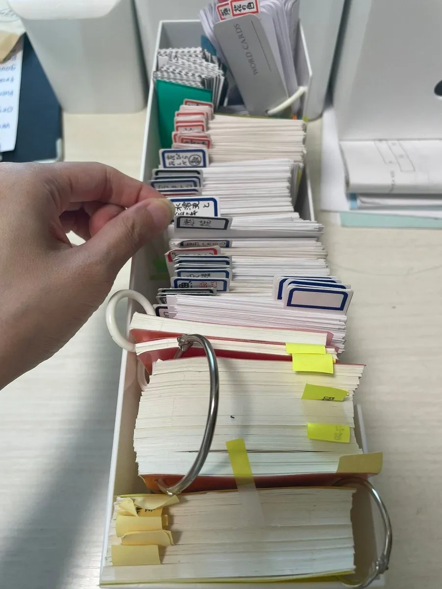 実際に作った暗記カードの束