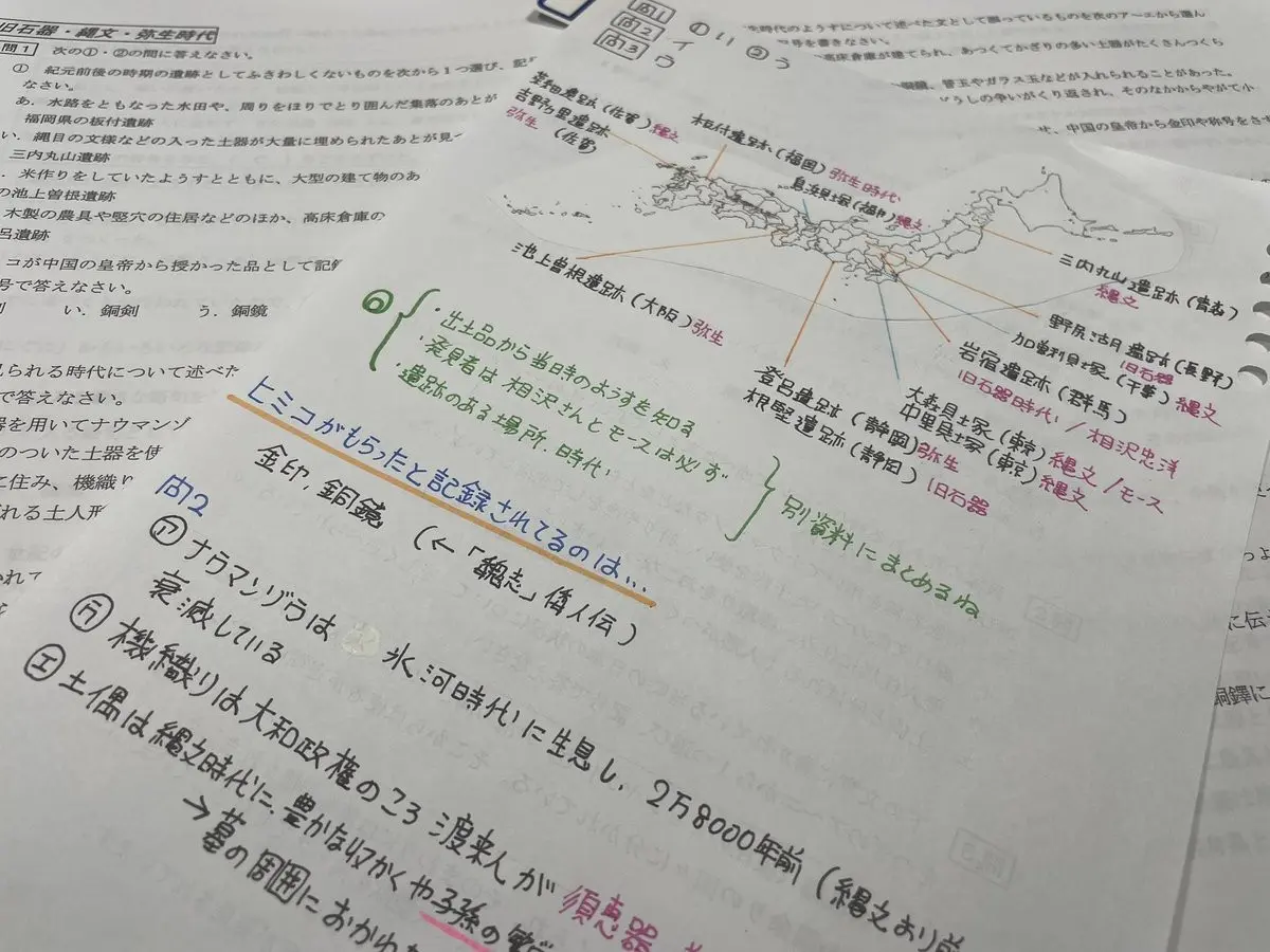 社会プリントに書き込んで覚えるスタイル